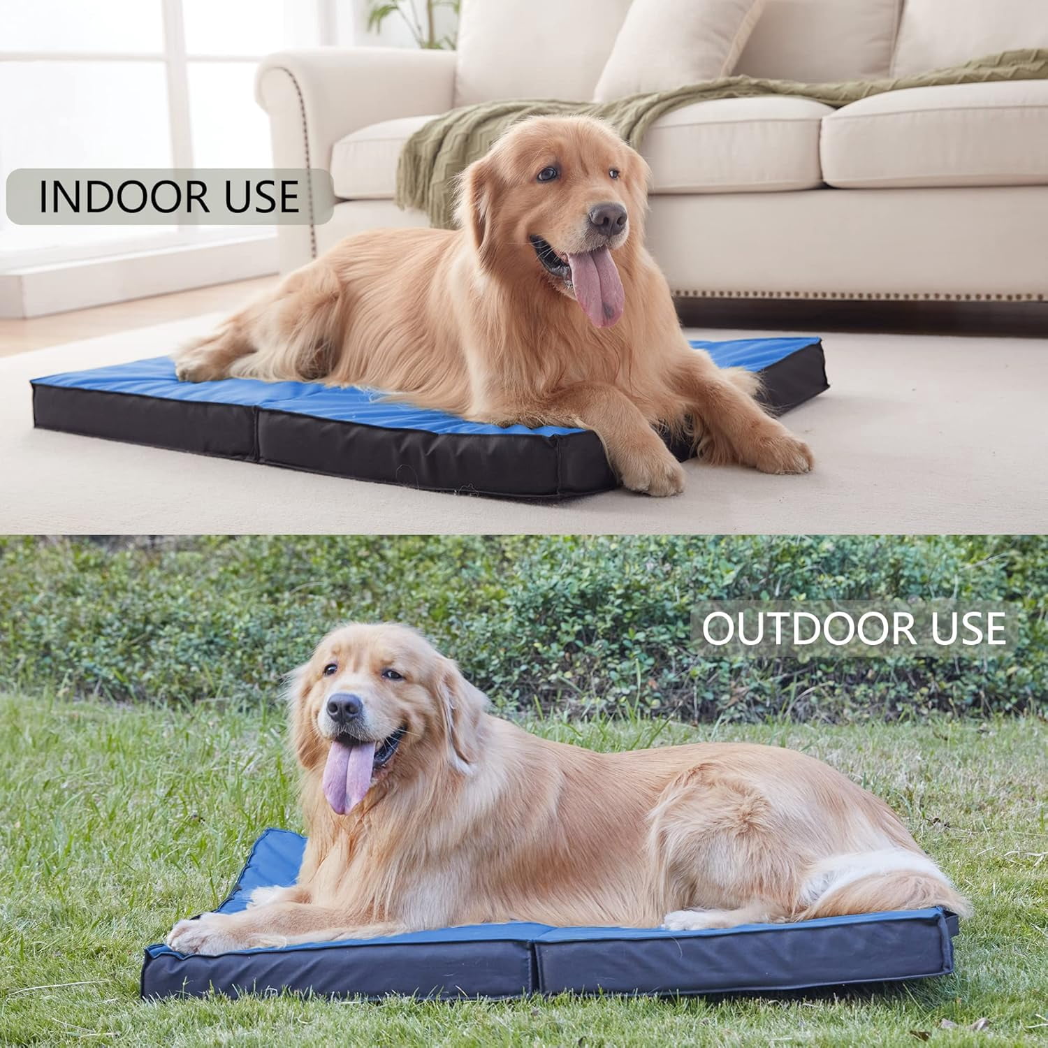 Waterproof Foldable Outdoor Dog Bed for Large Dogs, Orthopedic Portable All-Weather Bed with Washable Cover, 41 Inch for Indoor and Outside Use