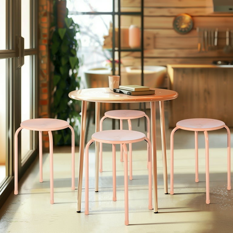 Homy Casa Folding Stackable Chair Set of 6, Metal Stools for