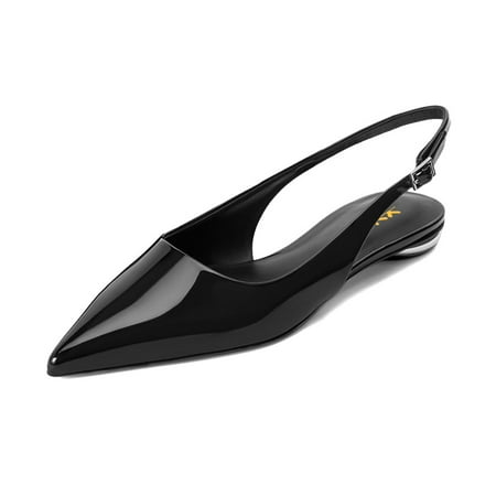 XYD Women Classic Pointed Toe Flats Slip On Slingbacks BackStrap Casual Walking Office Shoes Size 8.5 Black