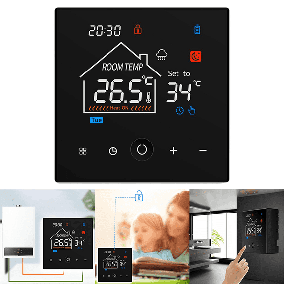 LCD Wall-Mounted Boiler Thermostat Programmable Digital Temperature Controller Touch Control Screen Temperature Controller
