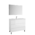 thumbnail image 2 of DAX Costa Engineered Wood Vanity Cabinet and Porcelain Basin, White and Onyx, 2 of 3