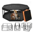 thumbnail image 2 of KFFKFF Canine Enclosure, 8 Panels Dog Playpen with Cover and Mat, 24 x 24 in Collapsible Metal Pet Activity Area, Indoor and Outdoor Canine Barrier with Door, Storage Bag, 2 of 9