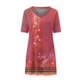 thumbnail image 4 of JINMGG Summer Dresses 2024, Dresses for Women 2024 Women's Fashion V-Neck Short Sleeved Printed Pullover Dress Red L, 4 of 6