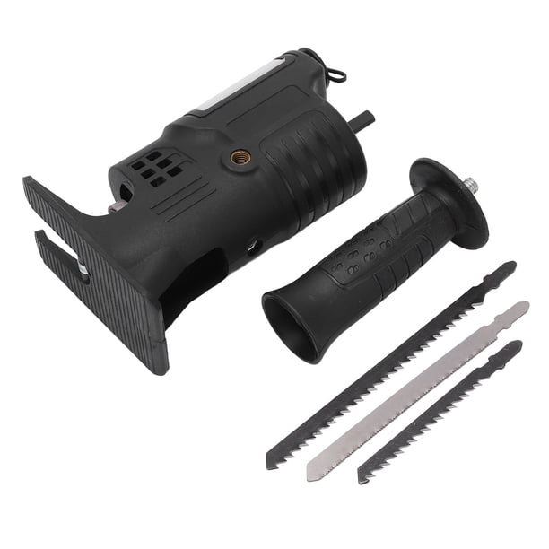 Adaptador de taladro eléctrico a sierra, convertidor de taladro eléctrico negro a sierra alternativa, convertidor de motosierra portátil, confiable y duradero