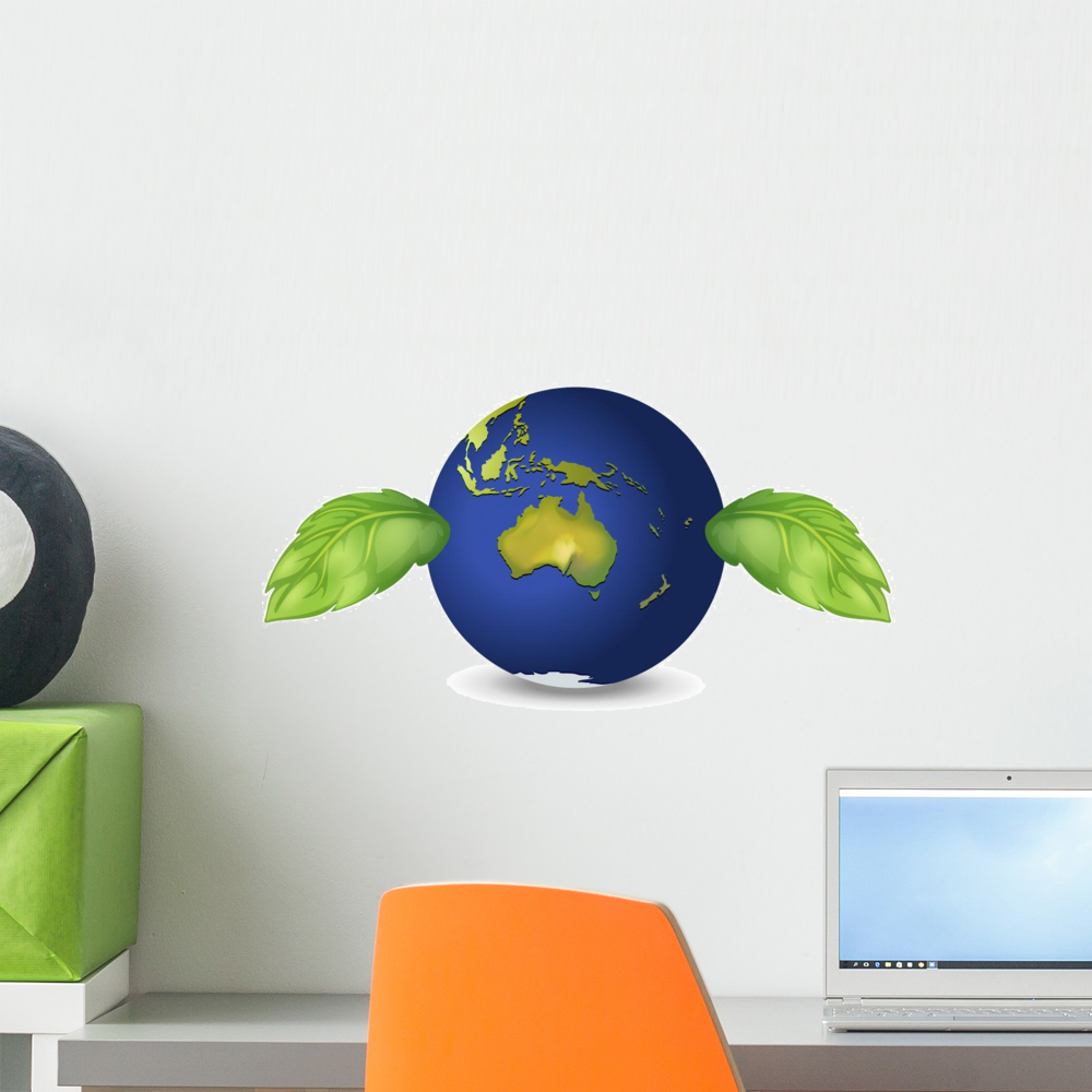 Planet Earth Leaves Wall Mural Decal by Wallmonkeys Vinyl Peel and ...