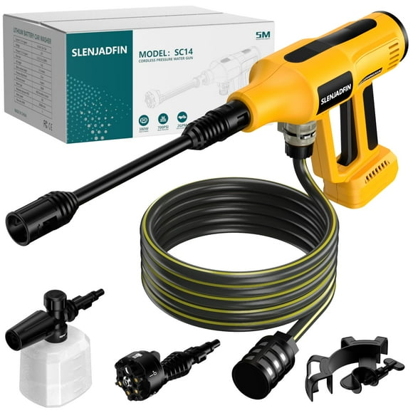 Hidrolavadora inalámbrica para Dewalt, batería de 20 V, 700 PSI, portátil, con boquilla 6 en 1 y cañón de espuma para limpieza de pisos, vallas y paredes de autos (batería no incluida).