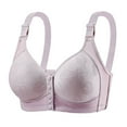 thumbnail image 4 of khonts,Women's Front Snap Closure Full Coverage Bra Comfort Senior Wireless Bralettes Breathable Closing Bras Light Purple 40, 4 of 5