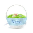 thumbnail image 3 of Personalized Planet Blue and White Liner with Custom Name Printed in Blue Letters on White Woven Spring Easter Basket with Collapsible Handle for Egg Hunt or Book Toy Storage, 3 of 6