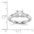 thumbnail image 2 of Solid 14K White Gold Three Stone Diamond Peg Set Engagement Ring with CZ Cubic Zirconia Size 9, 2 of 3