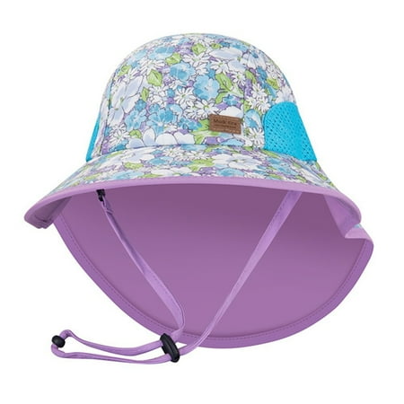 

Tisoloow Baby Sun Hats Boys Girls Summer UPF 50+ Sun Protection Toddler Beach Hat Neck Flap Kid Cap with Wide Brim Violet Medium