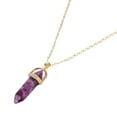 thumbnail image 2 of Opvise Pendant Necklace Faux Crystal Stone Decorative Metal Women Chain Necklace Jewelry Accessories Purple Golden, 2 of 8