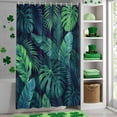 thumbnail image 4 of Shower Curtain, Tropical Plants Monstera Leaves Waterproof Shower Curtain Set with Hooks for Bathroom Showers,Stalls and Bathtubs,60x72In Watercolor Green Foliage, 4 of 9