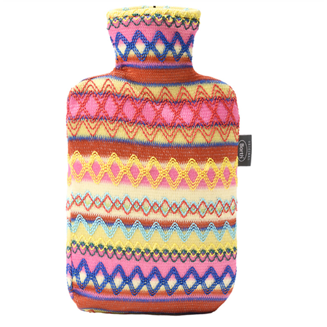 Botella de agua caliente Fashy con tapa en diseño Perú 2.0 L, marrón - rosa TUNC Sencillez