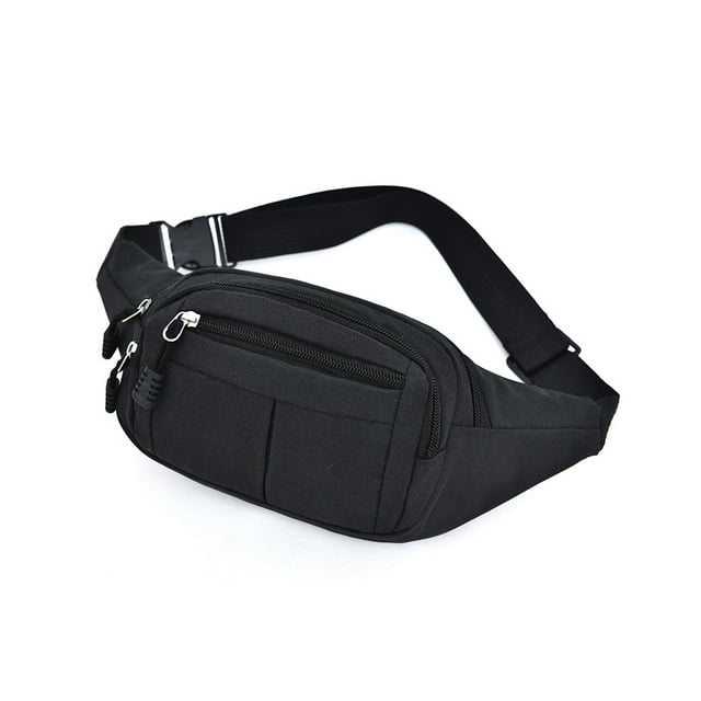 Qarigey Riñonera de tela Oxford para hombre, con cremallera, multibolsillos, informal, de repuesto, para hombro, cruzado, en el pecho, para deporte, Bolsas de mensajero y de hombro Negro Qarigey AP018585-02