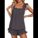 thumbnail image 2 of Conjunto de Pijama de 2 Piezas para Mujer con Volantes, Camiseta Sin Mangas y Pantalones Cortos Suaves, Pijama de Novia para Mujer. Gris Oscuro XXL, 2 of 10