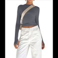thumbnail image 3 of Tops Cortos Ajustados para Mujer para Salir, Informales, de Color Liso, con Cuello Redondo, Larga, Ajustados, Ropa de Calle Básica Gris L, 3 of 8