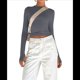 thumbnail image 3 of Tops Cortos Ajustados para Mujer para Salir, Informales, de Color Liso, con Cuello Redondo, Larga, Ajustados, Ropa de Calle Básica Gris L, 3 of 8