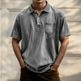 thumbnail image 2 of Mens T-shirts Men's Casual Short Sleeve Button Shirt For Everyday Wear Ideal For Spring And Summer Versatile Jeans And Chinos Easy Care Blend Extra Tall Tee Shirts Mens Insulated Shirts Log Grey XL, 2 of 4