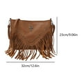 thumbnail image 2 of Yucurem Women Pu Studded Tassel Shoulder Bag Fringe Hobo Bag For Outdoor Travel (Brown) Fashion shoulder bag (Brown), 2 of 9