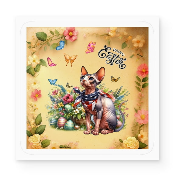 Sphynx Celebrates Spring and Enjoys a Happy Easter Vinyl Sticker Cat Lover Kitten Owner Gifts Idea Waterproof Decal Art Decor - 02001