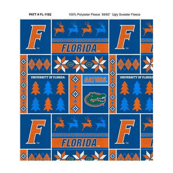 Ugly Sweater Fleece Pattern for University of Florida-Sold by the Yard