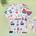 thumbnail image 4 of Nautical Adventure Print-5 Women's Short Sleeve Tops Casual Blouses T Shirt, 4 of 7