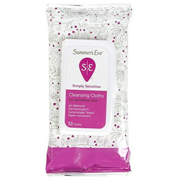 SUMMER'S EVE Cleansing Cloths for Sensitive Skin-32 ct (Pack of 2)