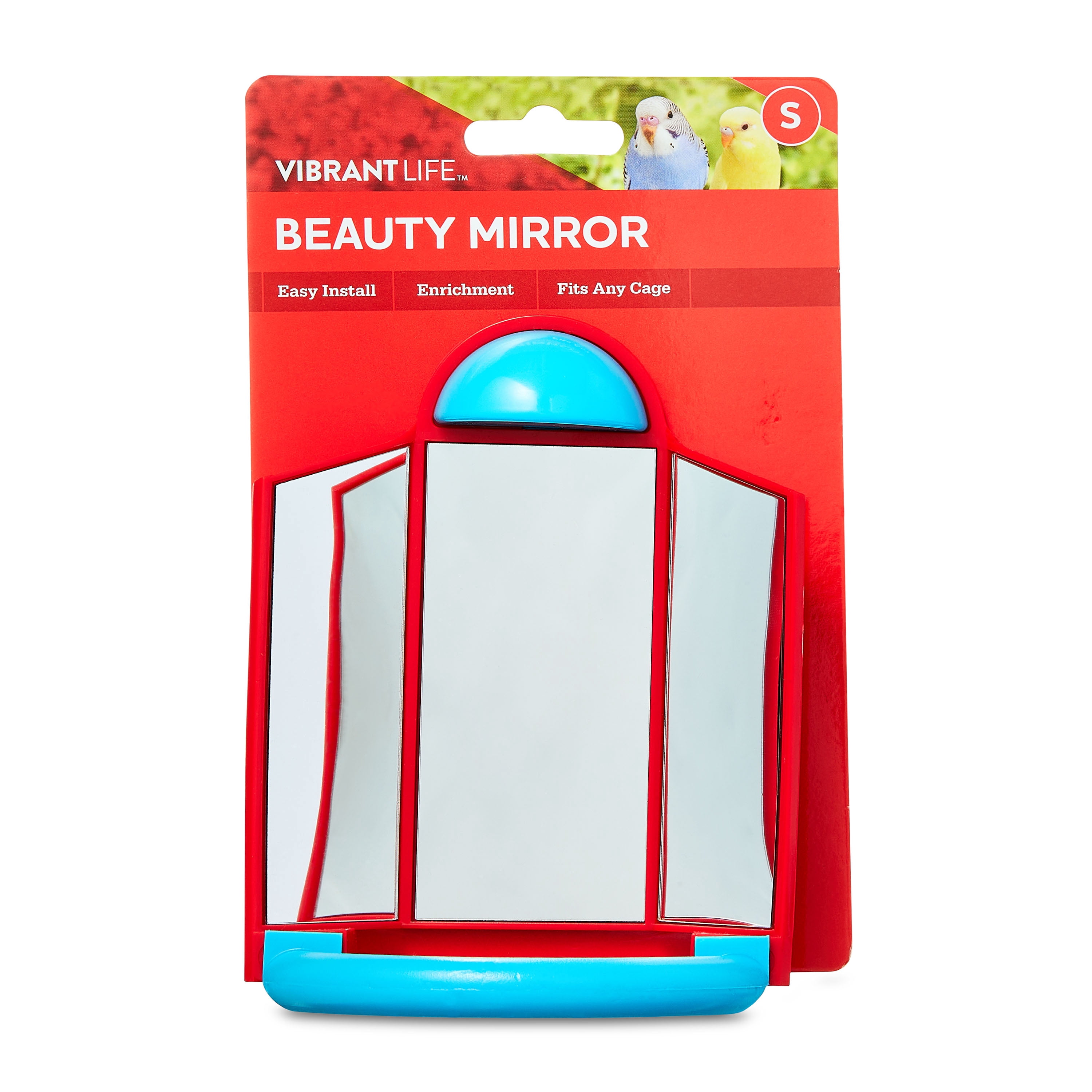 Vibrant Life Triple Mirror with Perch Bird Toy with Plastic Nut Mount