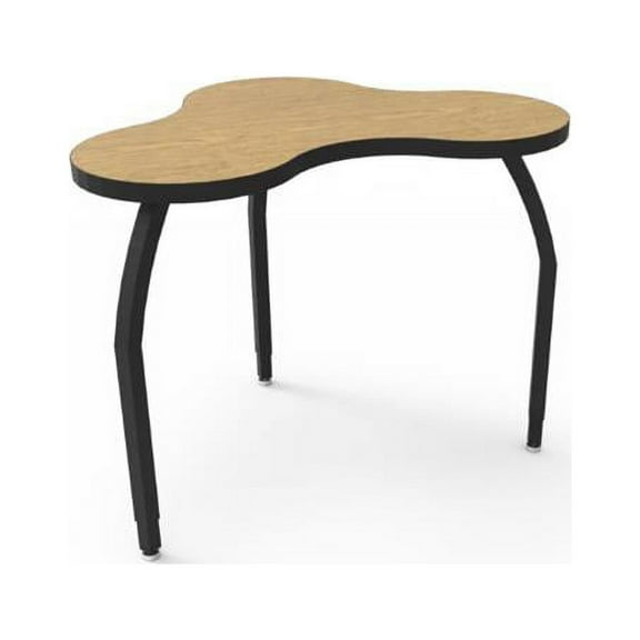 Elo Connect 8 Desk, Bannister Oak Laminate & Banding with 4 Junior Adjustable Smooth Silver Legs - 21-26 x 33 x 24 in.