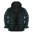 thumbnail image 2 of Huankd Mens Flannel Plaid Coral Fleece Lined Hooded Shirt Jacket Casual Long Sleeve Button Down Hoodie with Pockets Dark Green M, 2 of 5