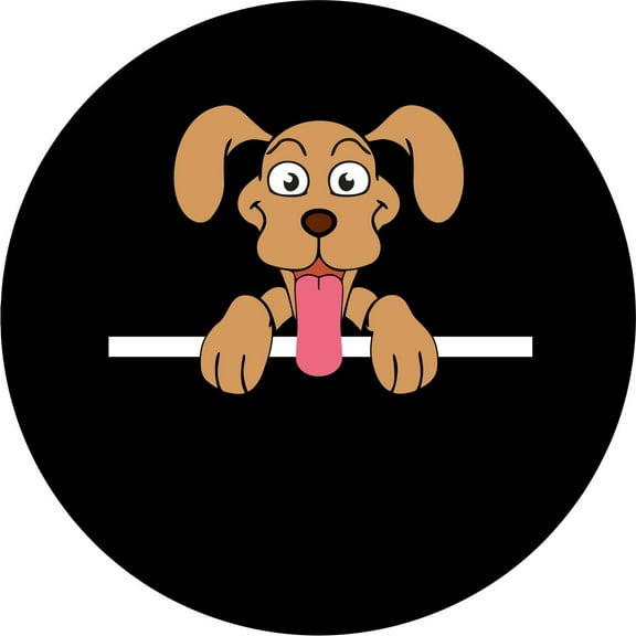 Tire Cover Central Dog Black Vinyl (Select Size/Camera in Menu) 255/70r18 Center Camera