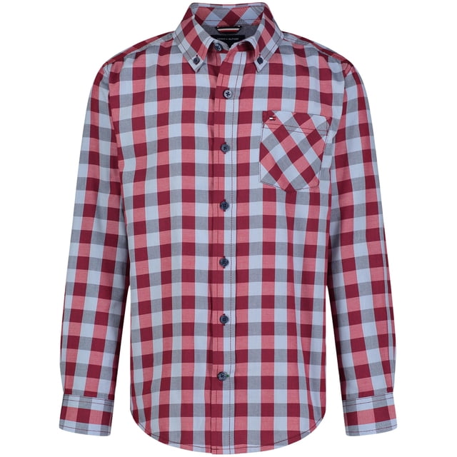 Camisa Tommy Hilfiger para niños, manga larga, 8 años, a cuadros rojos