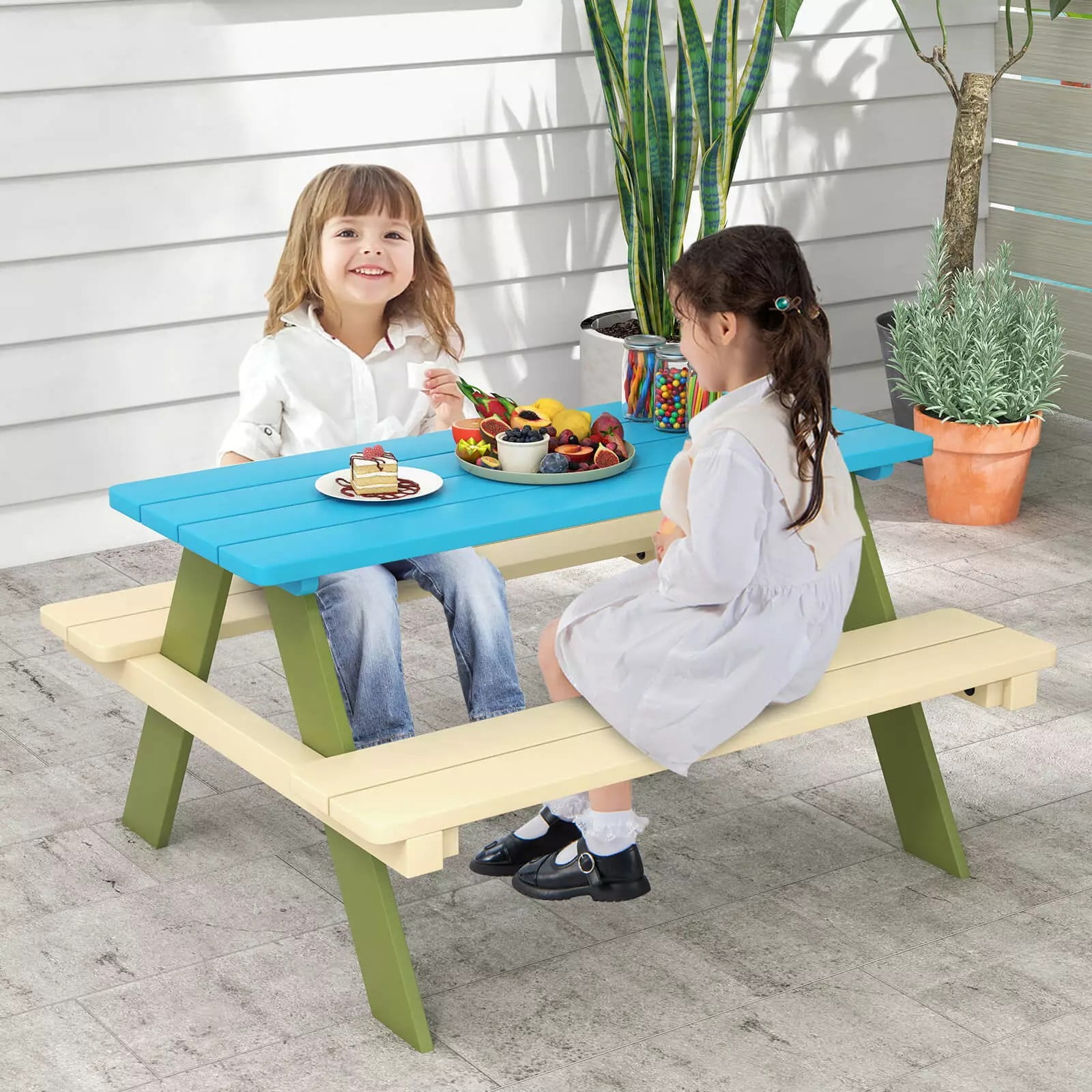Lifetime Picnic Table HONEY JOY Kids Picnic Table Set, Table Bench