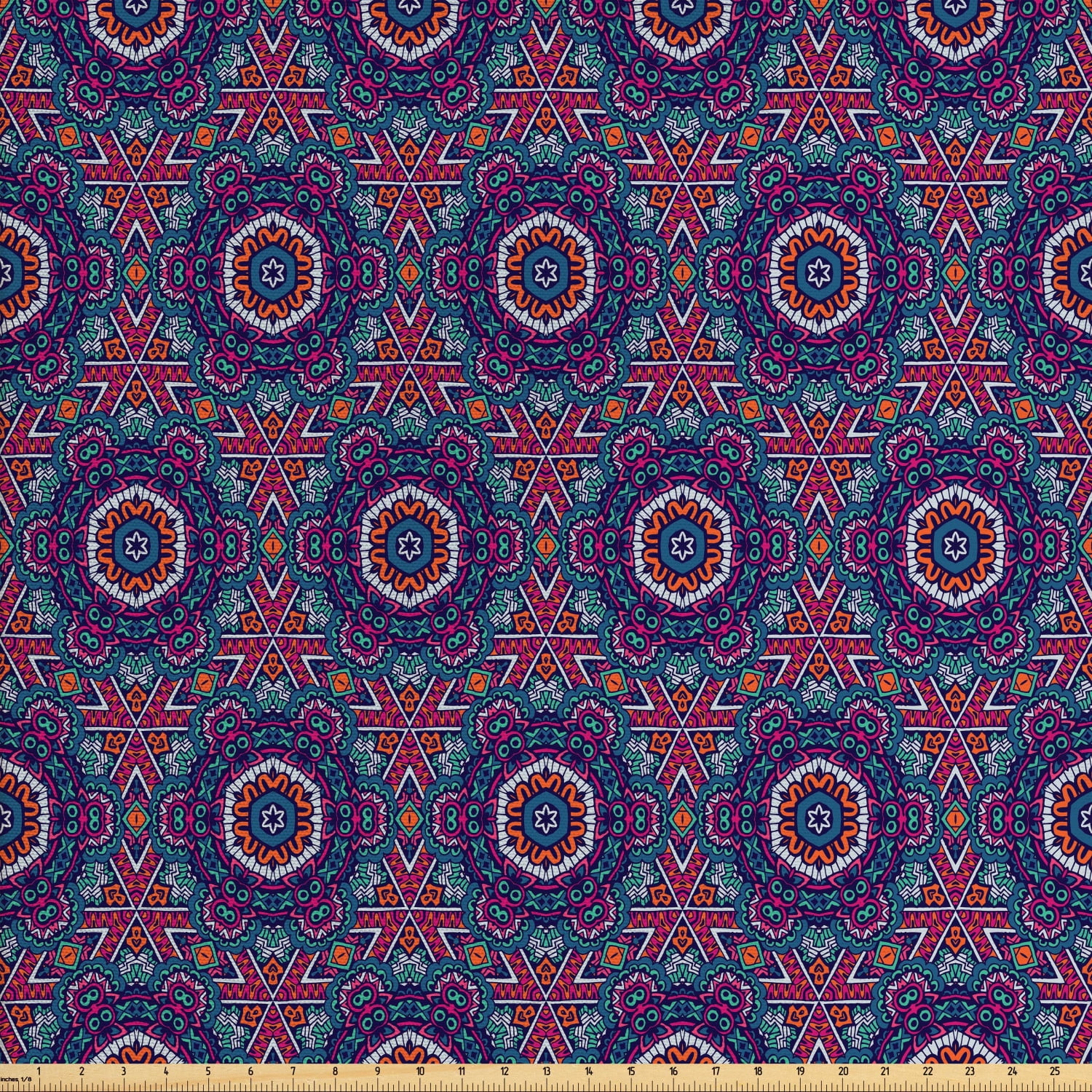 Vintage Sofa Upholstery Fabric by the Yard, Mosaic Colorful Floral