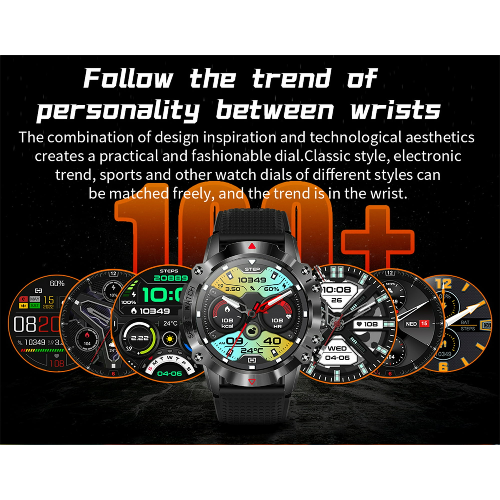 Smart Watch Fitness Tracker IP67 Waterproof Smart Watches 1.39 Full Screen Touch Walmart