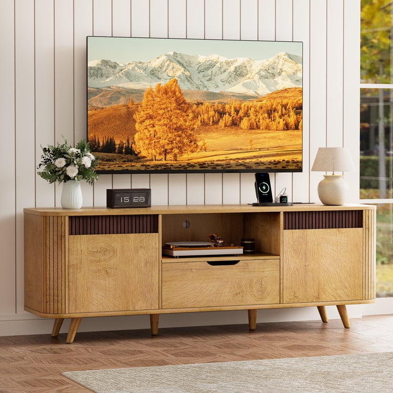 Tydimor TV Stand with Built-In Power Outlets and Charging, 60-Inch photo 1
