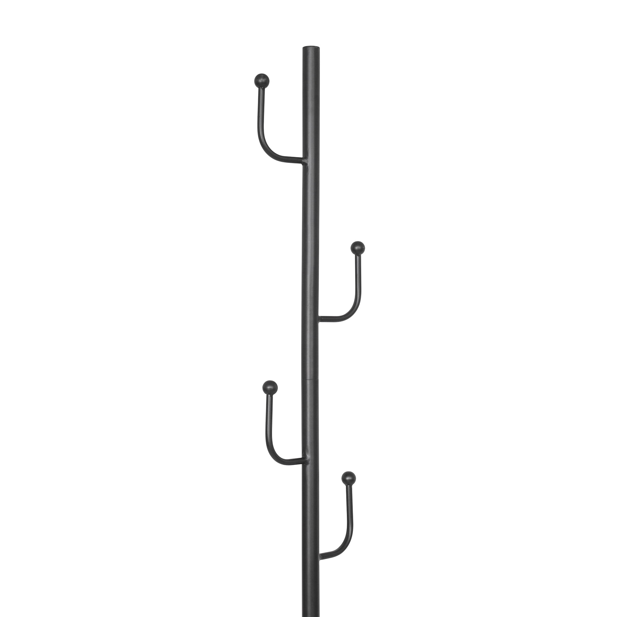Abble Coat Rack 6 Hooks 64.5 in Freestanding Metal Coat Rack Coat and Hat Hanger Organizer Rack Garment Stand with White Stone Base for Home, Office, Entryway, Hallway, Black