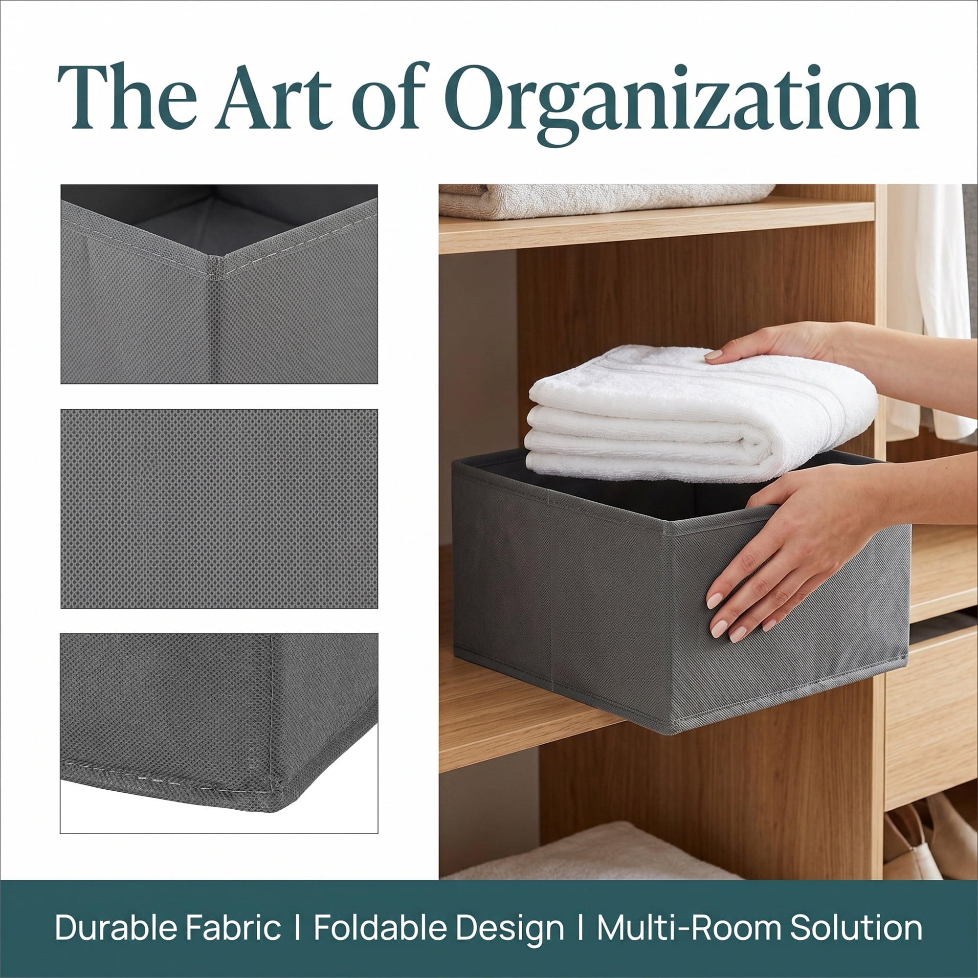 Unique Bargains Collapsible Storage Bin with Zipper for Shelves Closet Dark Gray 6PCS