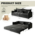 thumbnail image 3 of 81.9'' Pull Out Couch King Size, 3-in-1 Convertible Couches, Modern Sleeper Sofa Bed, Comfy Velvet Futon Sofa Bed, Cloud Loveseat, 3 Pillows, for Small Spaces, Living Room, Apartment, Black, 3 of 11