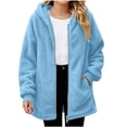 thumbnail image 2 of Girls Fleece Jacekts with Hood Casual Lightweight Warm Long Sleeve Zip Up Kids Winter Coat Blue 12-13Years, 2 of 9