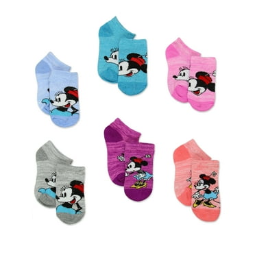 Minnie Mouse Polka Dots and Stripes Girls Toddler 6 pack No Show Socks ...