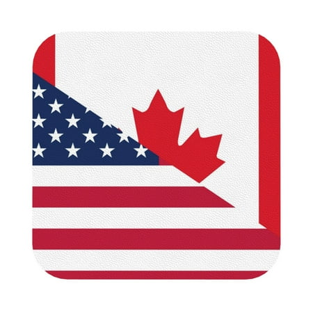 

Disketp USA Canada Flag Funny Coasters 6 Pcs Leather Coasters with Holder Perfect Housewarming Hostess Gifts Protect Furniture from Water Marks Scratch and Damage