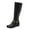 Black, variant on Xfvqtps Fleece Lined Knee High Boots for Women Flat Warm Winter Boots with Belt Buckle Comfortable Hidden Wedge Heel Casual Boots Black