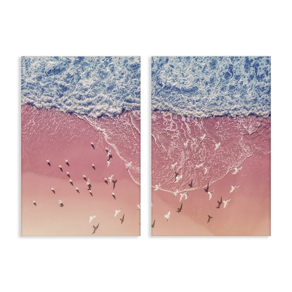 Stupell Industries Minimalist Aerial Beach Nautical & Beach Photography Wrapped Canvas Art Print Wall Art, 16 x 24, Set of 2