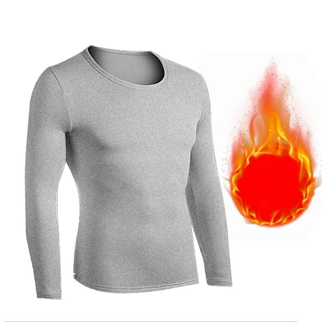 Miqool Chemise Thermique à Manches Longues pour Hommes sous-Vêtement Léger Col Rond en Molleton Couche de Base Douce
