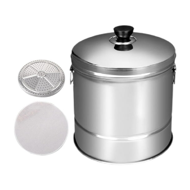Olla arrocera de acero inoxidable, contenedor de arroz con cesta de drenaje insertada, servidor de Sushi, bañera de arroz, olla arrocera para comedor L