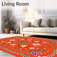 thumbnail image 2 of ODIKA 6'x9' Machine Washable Non-Slip Area Rug, Sugarplum Gingerbread Fantasy with Festive Ornaments and Twinkling Details High Traffic Rug with Pad, Orange, 620918, 2 of 8