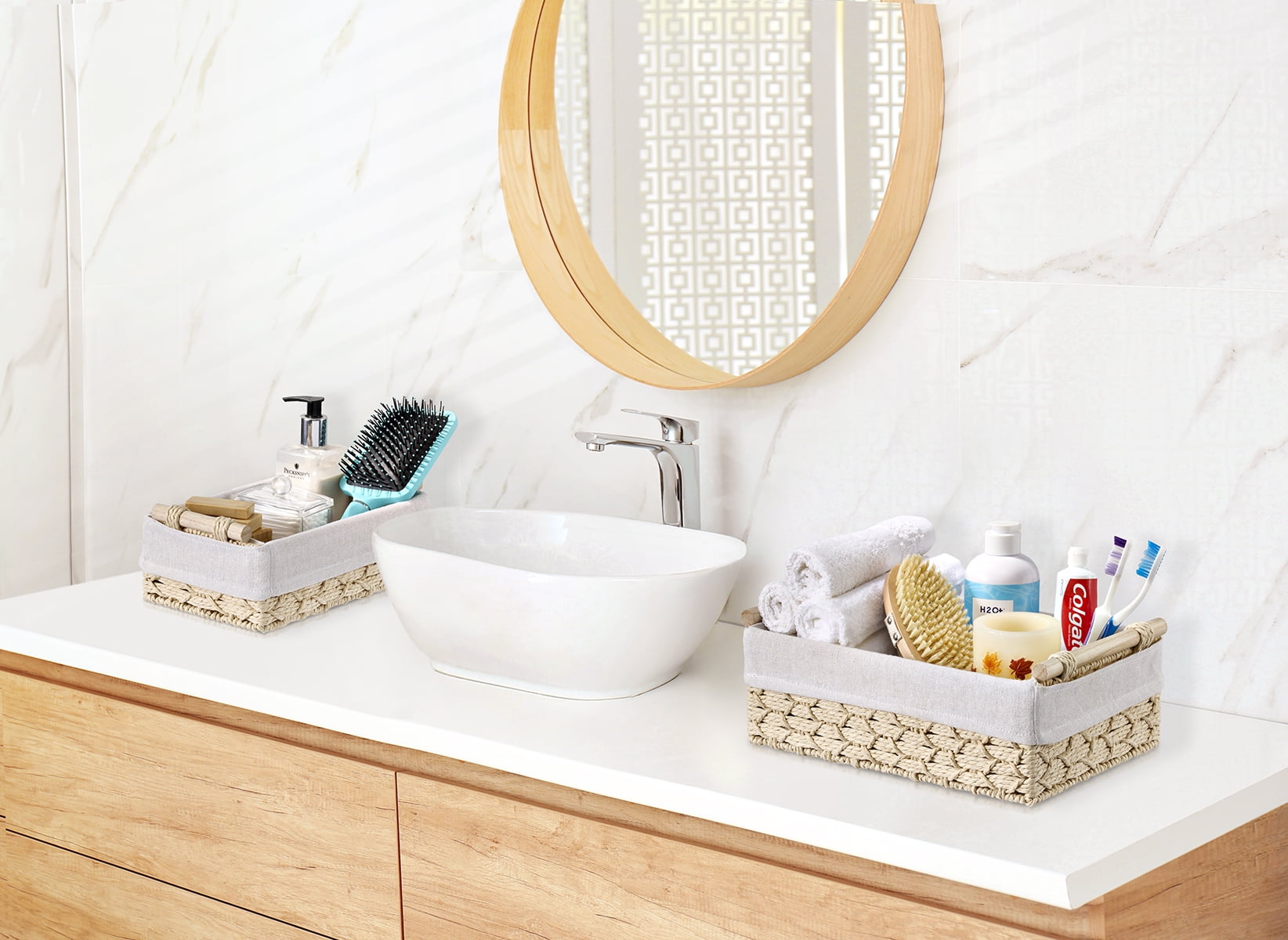 Sorbus Storage Wicker Baskets for Baby Room, Bedroom, Nursery, Changing Station, Linens, Diapers, Toiletries-Set of 2