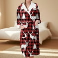 thumbnail image 2 of Women's Fleece Plush Robe Long Warm Plush Bathrobe Loungewear Jacket Printed Comfort Robe, 2 of 5