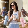 thumbnail image 7 of Sidagar 24 oz Insulated Tumbler with Straw and Strap, Stainless Steel Travel Mug For Women, Leopard Brown, 7 of 7